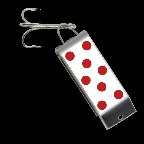 Spin-A-Lure  |  White with Red Dots